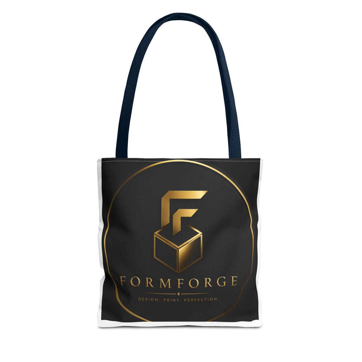 Formforge Logo Tote Bag — Luxury Black & Gold Branded All-Over Print Tote