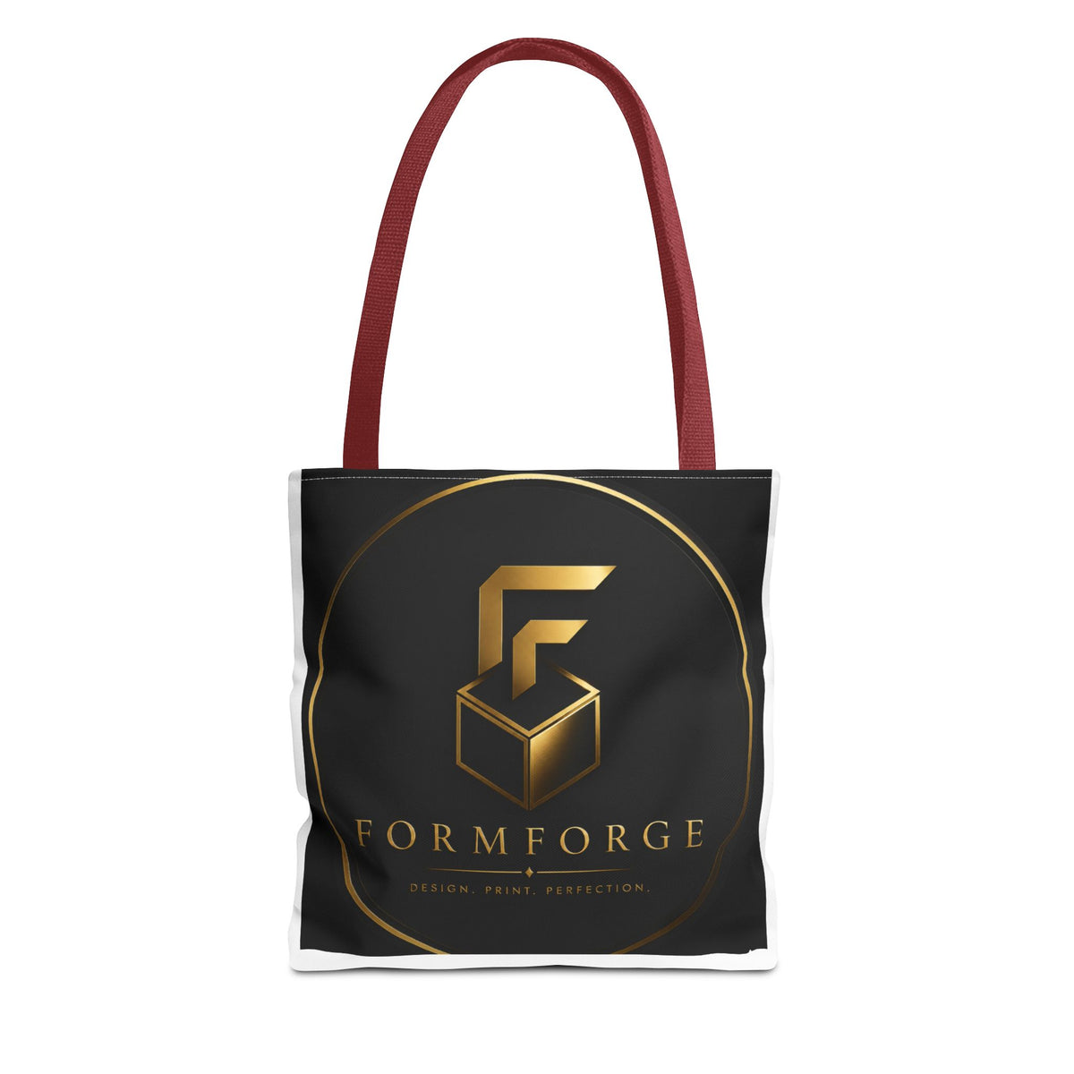 Formforge Logo Tote Bag — Luxury Black & Gold Branded All-Over Print Tote
