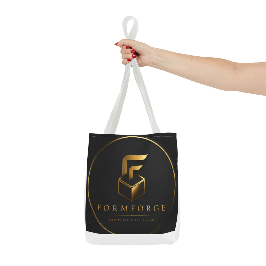 Formforge Logo Tote Bag — Luxury Black & Gold Branded All-Over Print Tote