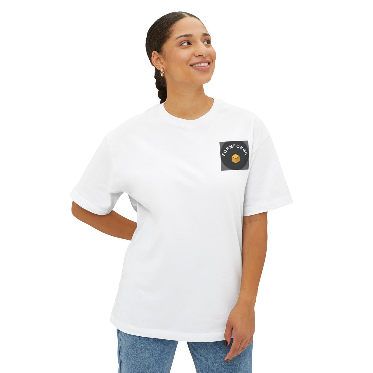 Boxy Tee — 'Comforting' Smiley Toast Graphic Chest Pocket T‑Shirt