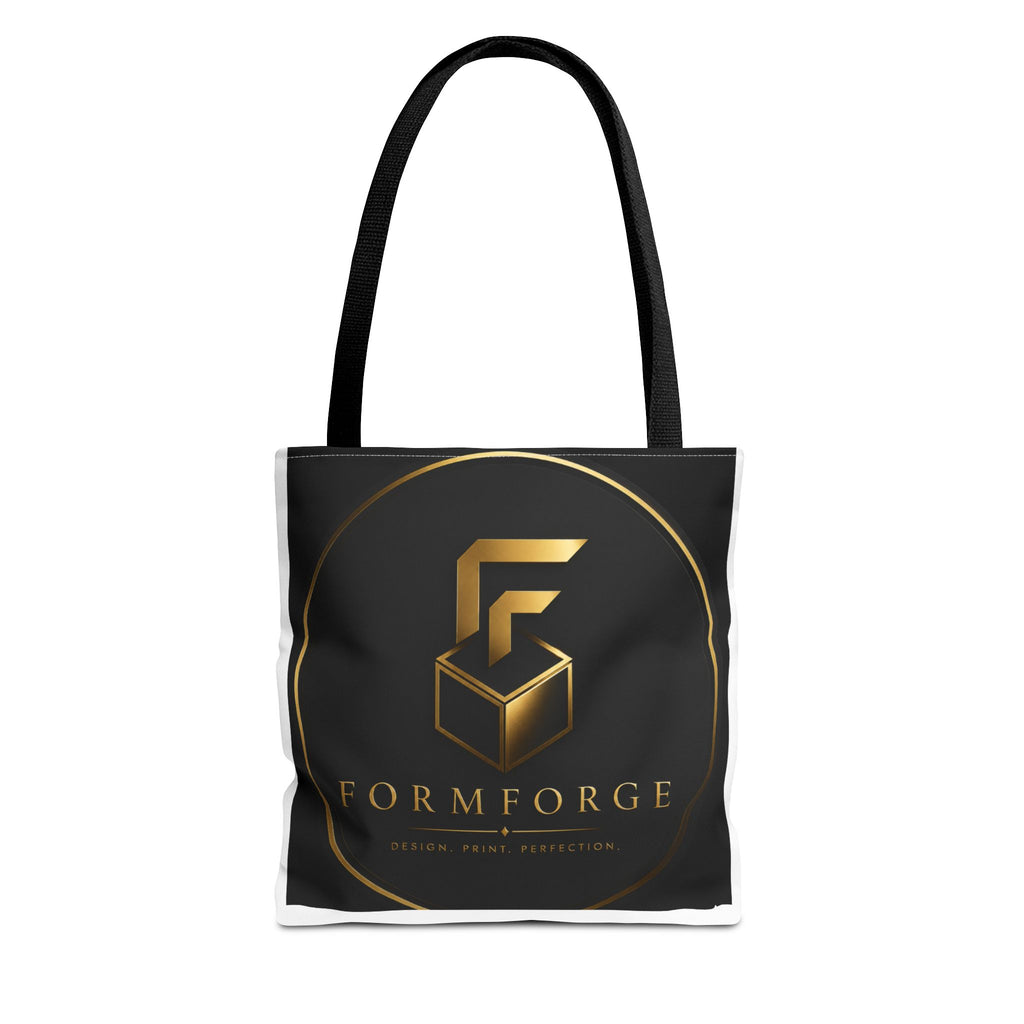 Formforge Logo Tote Bag — Luxury Black & Gold Branded All-Over Print Tote