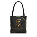 Formforge Logo Tote Bag — Luxury Black & Gold Branded All-Over Print Tote