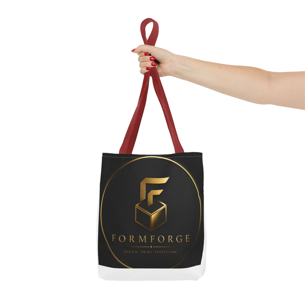 Formforge Logo Tote Bag — Luxury Black & Gold Branded All-Over Print Tote