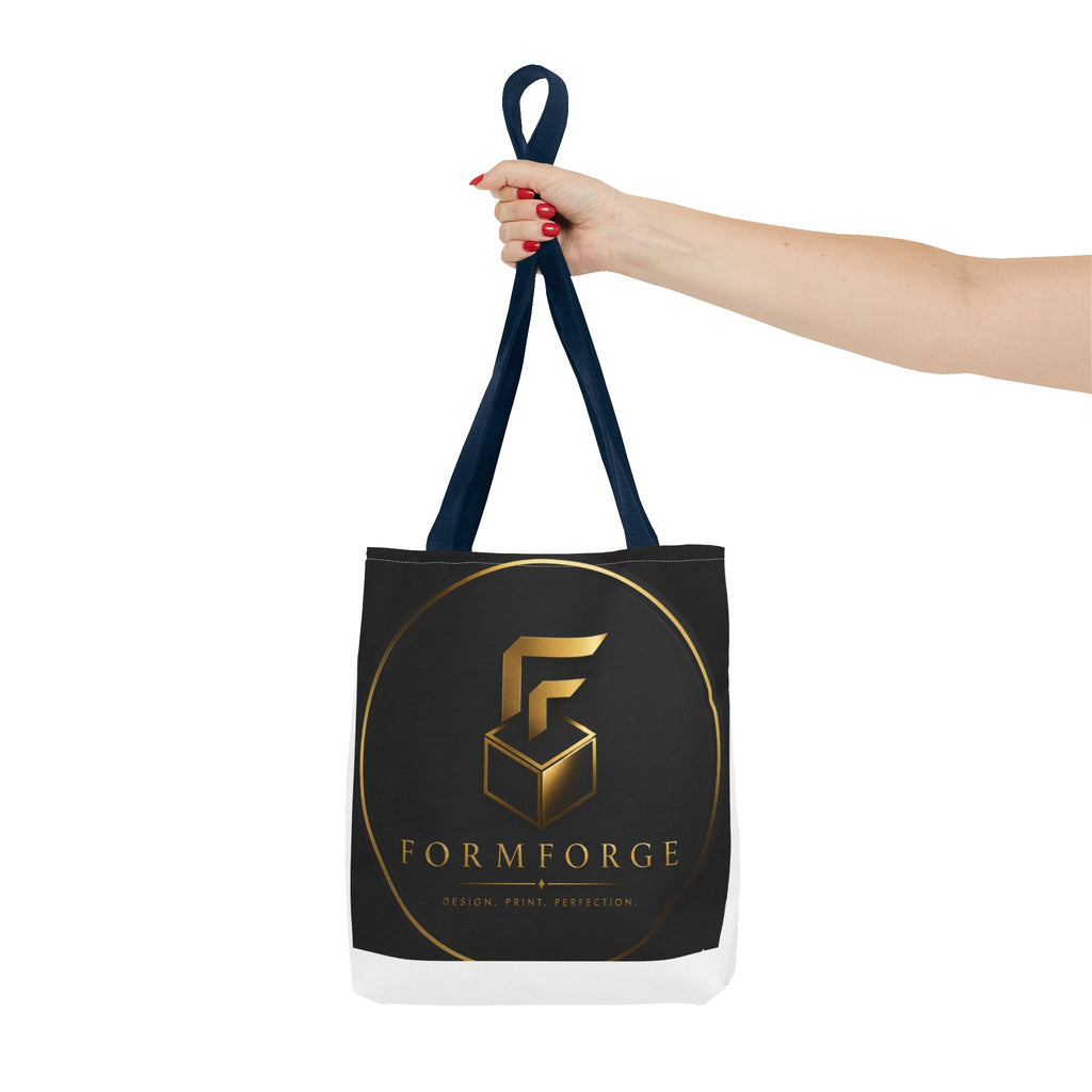 Formforge Logo Tote Bag — Luxury Black & Gold Branded All-Over Print Tote